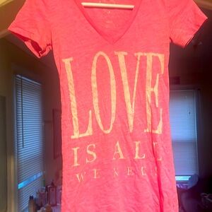 XS hot pink all we need is love tee